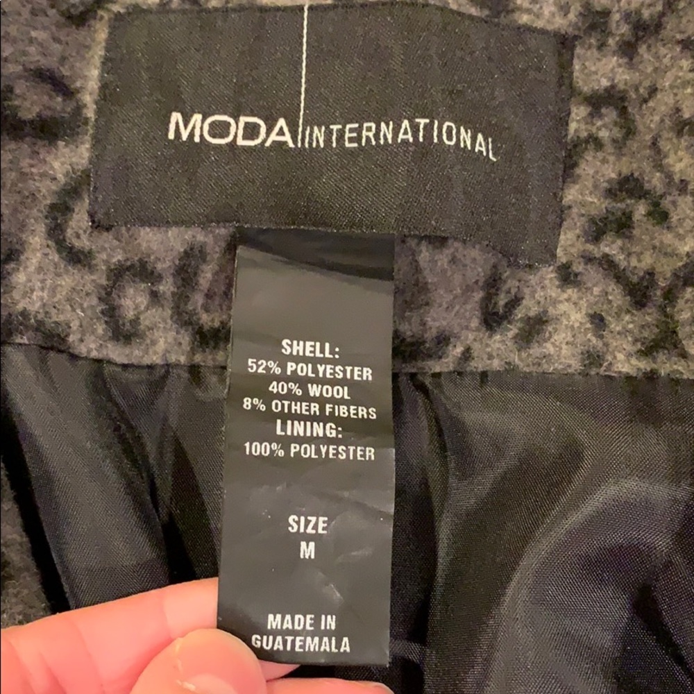 Moda International Black and Grey Cheetah Pea Coat - Picture 6 of 8